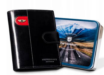 Große Herren Geldbörse aus Leder mit Druckknopfverschluss – Peterson