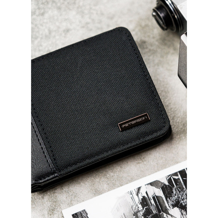 Kompakte schwarze Herren Geldbörse aus Öko-Leder – Peterson