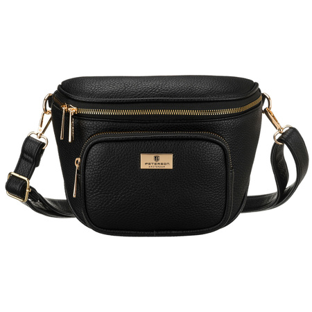 Schwarze Damen-Gürteltasche aus Öko-Leder mit verstellbarem Riemen – Peterson