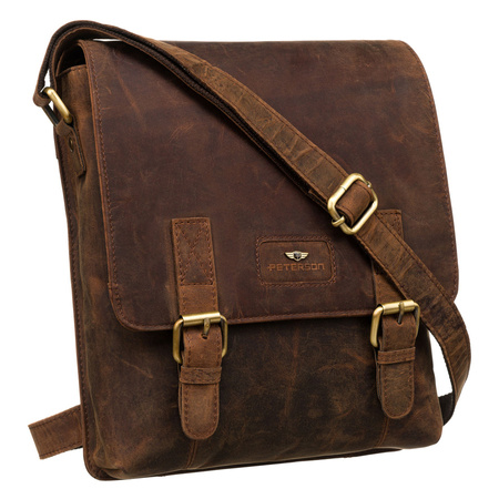 Herren-Tasche aus Naturleder in brauner Farbe - Peterson