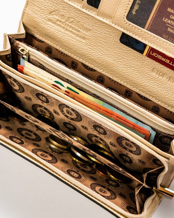 Elegante, beige Damen Geldbörse aus echtem Leder mit Druckknopf – Peterson