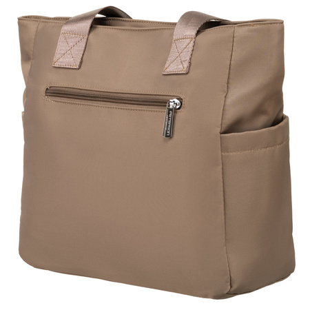 Nylon Damen Tasche in Beige mit silbernen Beschlägen – Peterson