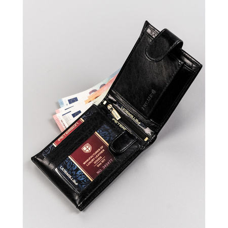 Große, horizontale Herren-Geldbörse aus echtem Leder in Schwarz – Peterson