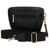 Schwarze Damen-Gürteltasche aus Öko-Leder mit Reißverschluss, getragen an einem verstellbaren Riemen – Peterson