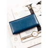 Blauer Damen-Geldbörse aus echtem und Öko-Leder mit Druckknopfverschluss - Peterson