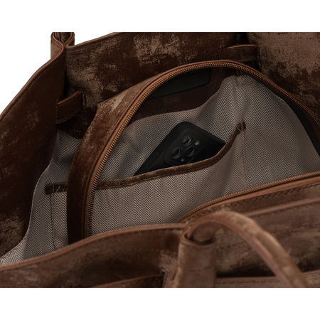 Große, braune Damen-Shopper aus Öko-Leder, ein Kammer - Peterson