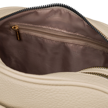 Umhängetasche mit Reißverschlusstaschen, hergestellt aus Öko-Leder in Beige – Rovicky