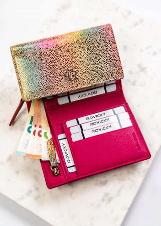 Damen Geldbörse aus echtem Leder mit Druckknopf – Rovicky