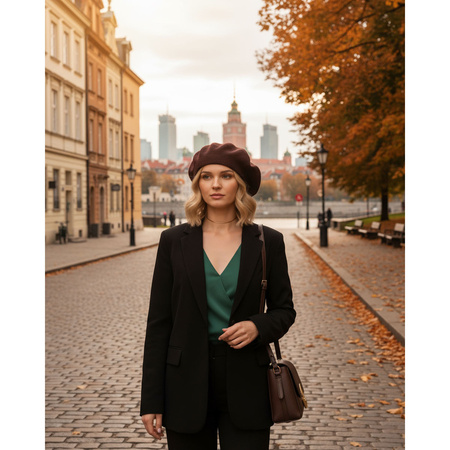 Braunes, universelles Damen-Barett aus Acryl – Rovicky