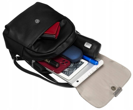 Klassischer Damen-Rucksack aus Öko-Leder mit Klappe - Peterson