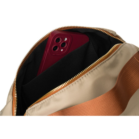 Städtische Umhängetasche aus Nylon und Öko-Leder in Khaki und Braun – Peterson