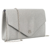 Brokat-Damen-Clutch in Silberfarbe an einer eleganten Kette hängend - Rovicky