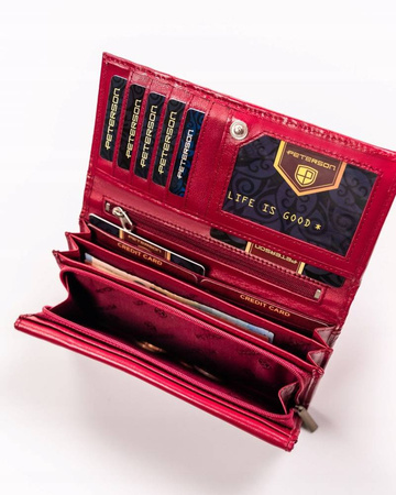 Große Damen Geldbörse aus Leder mit Druckknopfverschluss – Peterson