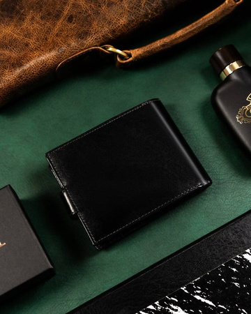 Große Herren Geldbörse aus Leder mit Druckknopf – Rovicky