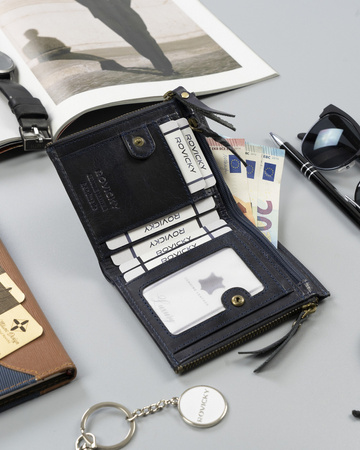 Große Retro Herren Geldbörse mit zwei Münzfächern – Rovicky