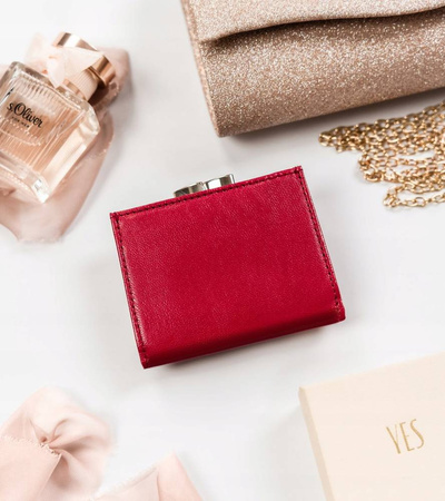 Kleine Damen Geldbörse aus Leder mit Druckknopf und Bügelverschluss – Peterson