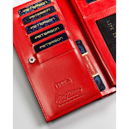 Damen Geldbörse für Münzen und Scheine in Rot mit RFID – Peterson