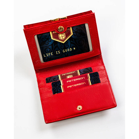 Kleine Damen Geldbörse aus Leder in Rot mit Bügel- und Druckverschluss – Peterson