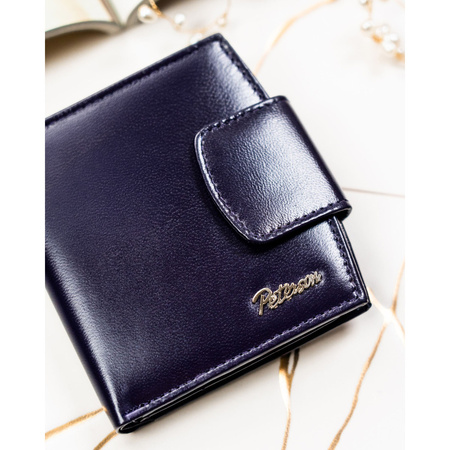 Damen-Geldbörse aus Leder, violett, mit RFID-System, mit Druckknopfverschluss – Peterson