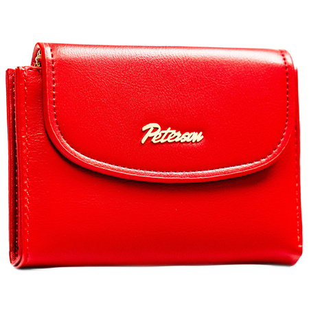 Horizontale, rote und glatte Damen-Geldbörse aus Öko-Leder mit Magnetverschluss – Peterson