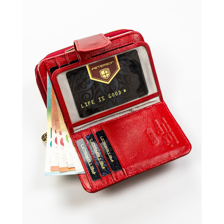 Damen Geldbörse aus Leder mit Druckknopf und RFID – Peterson