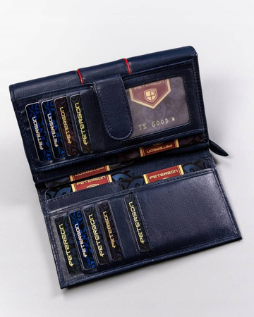 Große Damen Geldbörse aus Leder mit Druckknopf – Peterson