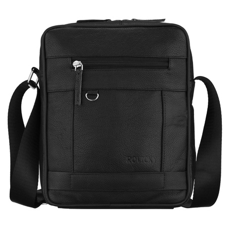 Herren-Umhängetasche aus echtem Leder, Schwarz, Einzelfach – Rovicky