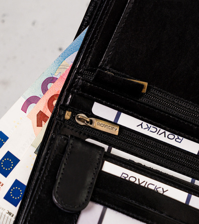 Vertikale Herren Geldbörse mit Reißverschlussfach – Rovicky