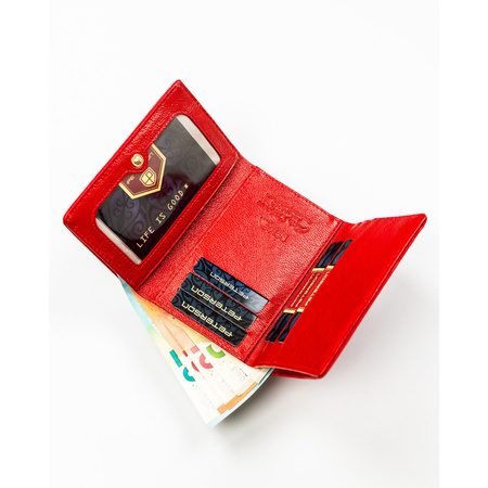 Elegante, rote Damen-Geldbörse aus Natur- und Öko-Leder - Peterson