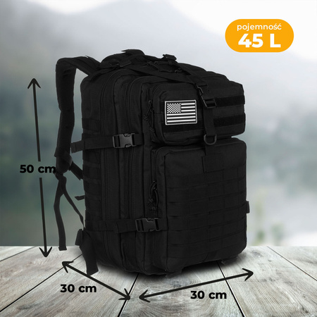 Großer, taktischer Militärrucksack aus Nylon in Schwarz – Peterson