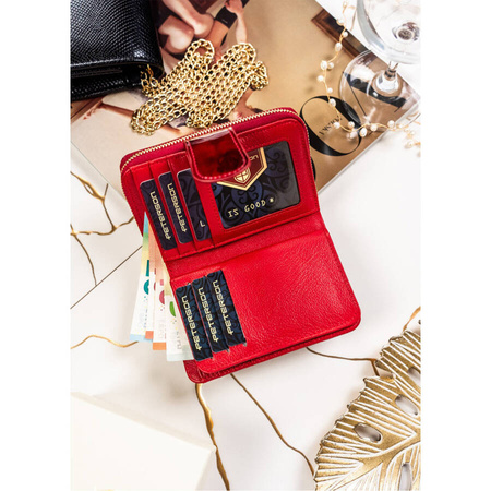 Damen-Geldbörse mit RFID-Schutz rot für Karten – Peterson