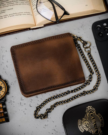 Große Herren Geldbörse aus Leder mit Kette