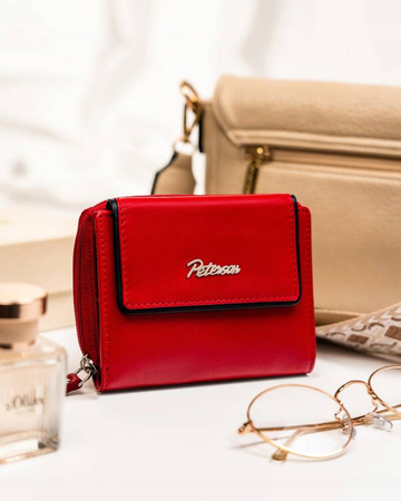 Kleine Damen Geldbörse aus Leder mit Druckknopf und Reißverschluss – Peterson