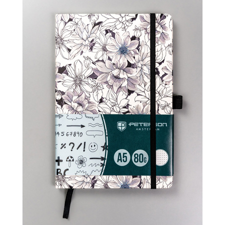 Notizbuch A5, punktiert und mit Gummiband – Peterson