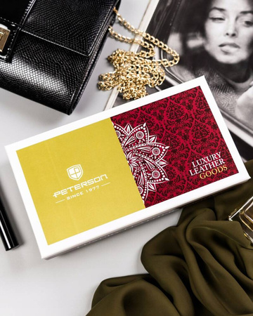 Große Damen Geldbörse aus Leder mit Druckknopf – Peterson