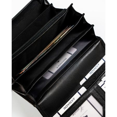 Schwarze Damen Geldbörse aus Leder passend für Fahrzeugschein – Rovicky