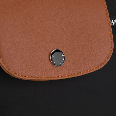 Schwarz-brauner Damen-Rucksack aus Polyester mit Kofferhalter – Peterson