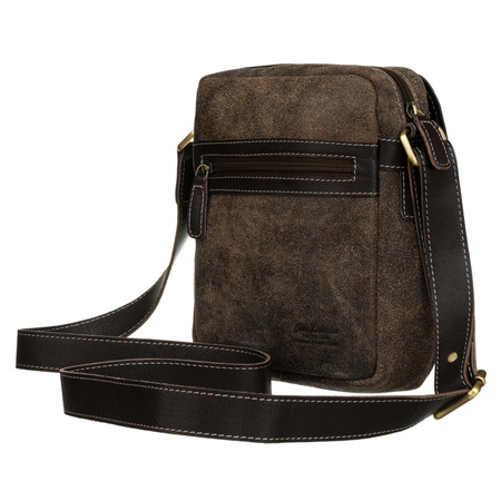 Herren Umhängetasche aus echtem Leder in Braun – Peterson