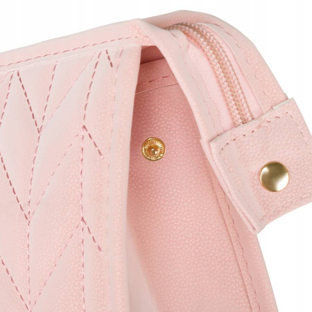 Rosa Damen Kosmetiktasche aus Öko-Leder mit Steppmuster – Peterson