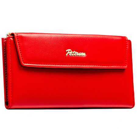Rote Damen-Geldbörse aus Öko-Leder mit Druckknopfverschluss – Peterson