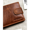 Herren-Geldbörse aus Leder, hellbraun, mit Druckknopfverschluss – Peterson