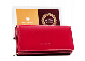 Große Damen Geldbörse aus Leder mit Druckknopfverschluss – Peterson