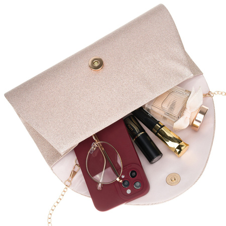 Beige, glitzernde Damen-Clutch aus synthetischem Stoff, mit Magnetverschluss – Rovicky