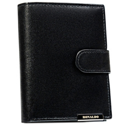 Große, vertikale Herren Geldbörse aus schwarzem Leder mit Druckknopf – Ronaldo
