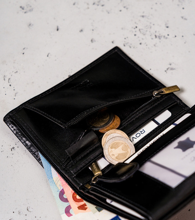 Vertikale Herren Geldbörse mit Reißverschlussfach – Rovicky