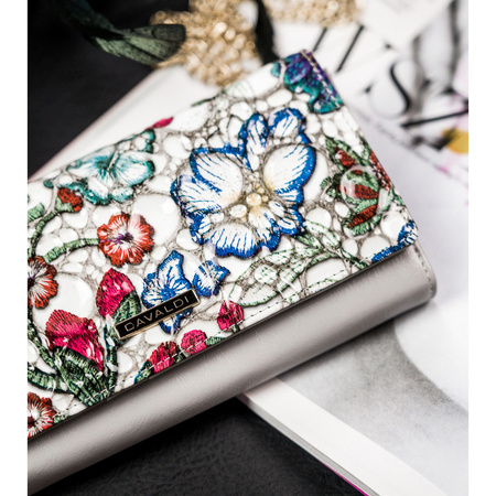 Bunte Damen Geldbörse mit Blumenmuster aus Echt- und Öko-Leder – 4U Cavaldi