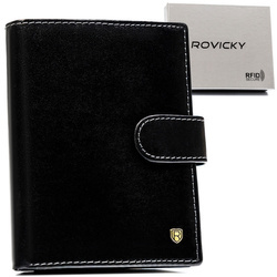 Schwarze Herren Geldbörse aus Leder mit RFID – Rovicky