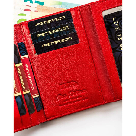 Kleine Damen Geldbörse aus Leder in Rot mit Bügel- und Druckverschluss – Peterson