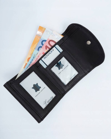 Elegante, kleine Damen-Geldbörse mit Druckknopf aus Leder – Rovicky