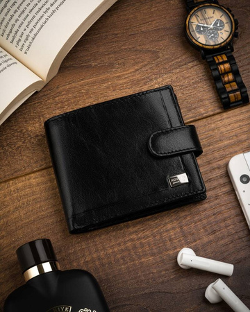 Klassische Herren Geldbörse aus Leder mit Druckknopf – Rovicky